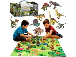 DUŻY ZESTAW FIGUREK DINOZAURÓW W KUFERKU AKCESORIA