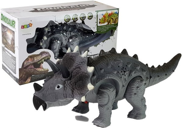 DINOZAUR NA BATERIE TRICERATOPS SZARY