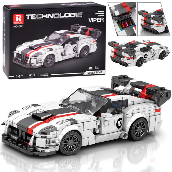 ZESTAW KLOCKI TECHNICZNE  AUTO BIAŁE