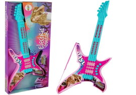 RÓŻOWA GITARA ELEKTRYCZNA ZE ŚWIATŁAMI I DŹWIĘKAMI