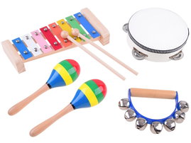 ZESTAW 4W1  DREWNIANY  INSTRUMENTÓW ZABAWKA