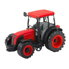 TRAKTOR ROLNICZY Z ZIELONO-ŻÓŁTĄ PRZYCZEPĄ 
