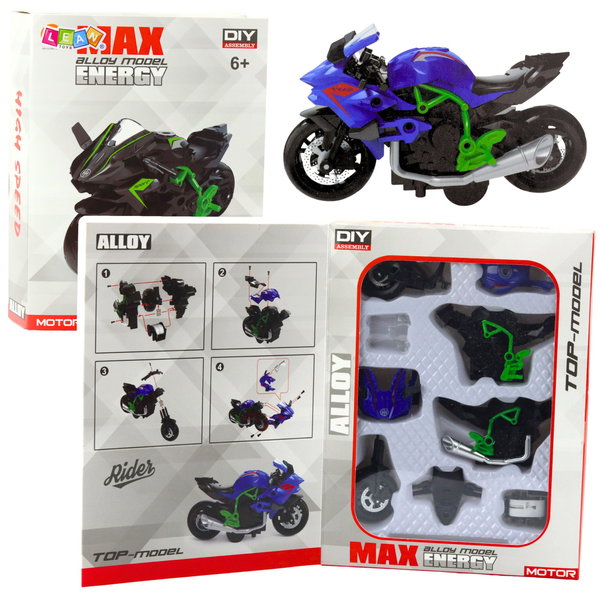 METALOWY MOTOCYKL ZIELONO-NIEBIESKA PASJA SKŁADANIA