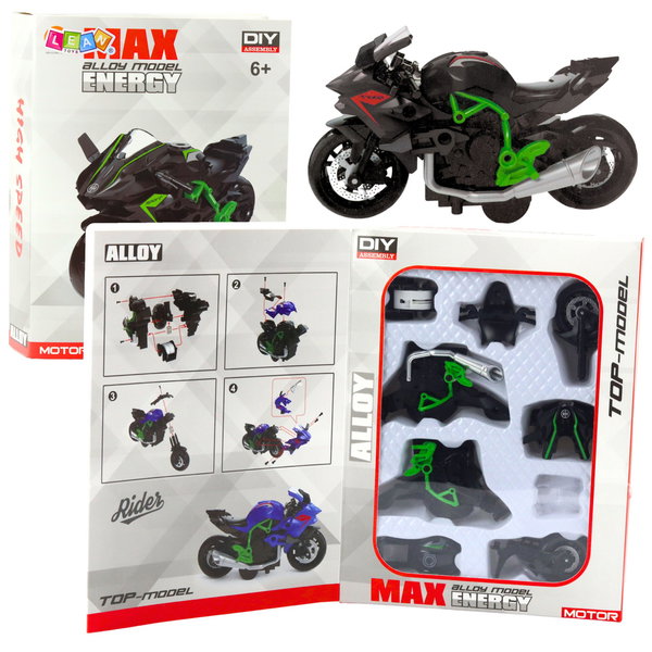 ZESTAW   METALOWY MOTOCYKL SKŁADANY  ZIELONO-CZARNY