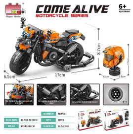 KLOCKI MOTOCYKL POMARAŃCZOWY  ZESTAW