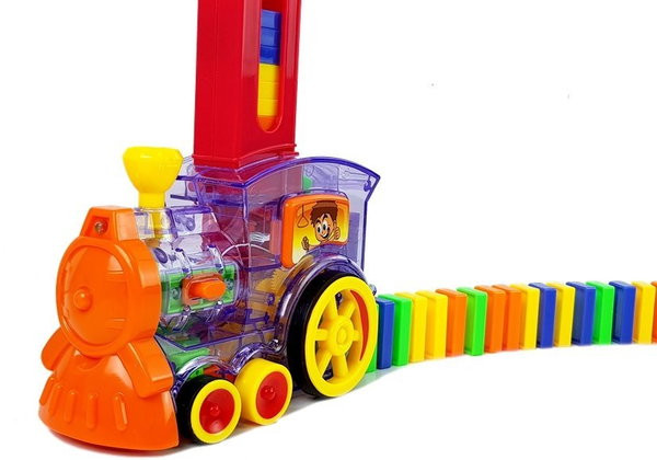 KLOCKI POCIĄG  ZABAWKA LOKOMOTYWA DOMINO NA BATERIE 
