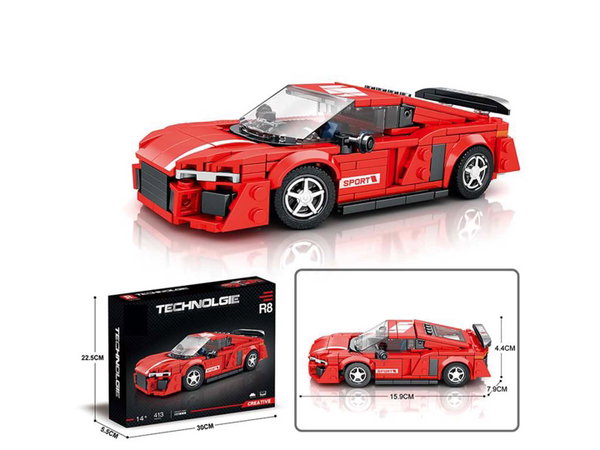 DLA DZIECI  CZERWONE AUTO SPORTOWE  KLOCKI 