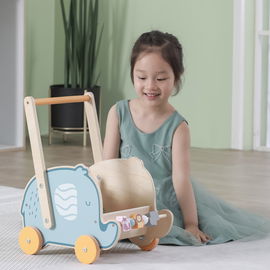 INTERAKTYWNY WÓZEK SŁONIK  2W1  DREWNIANY