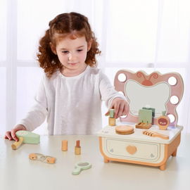 DLA DZIEWCZYNEK DREWNIANA TOALETKA 