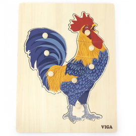DLA DZIECI PUZZLE  DREWNIANY KOGUT Z PINEZKAMI 