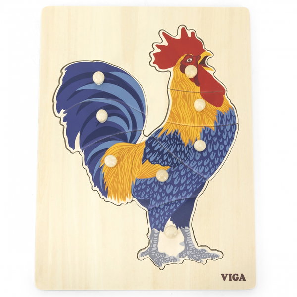 DLA DZIECI PUZZLE  DREWNIANY KOGUT Z PINEZKAMI 