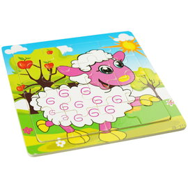 DLA DZIECI KOLOROWE PUZZLE BARANEK Z DREWNA