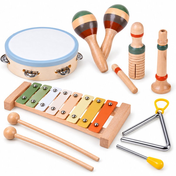 DLA DZIECI ZESTAW DREWNIANYCH INSTRUMENTÓW 