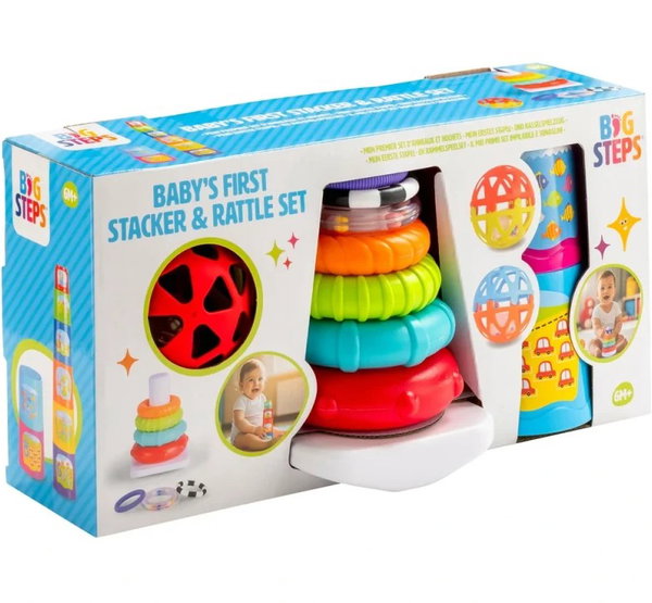 Zestaw edukacyjny Big Steps Baby's First Stacker and Rattle pierwsza zabawka 6mz