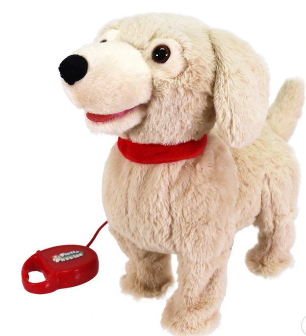 Interaktywny piesek Fluffy chodzący piesek liżący na smyczy