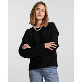 PIECES Czarna bluzka marszczenia (XS)