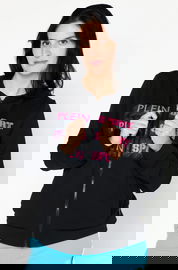 PLEIN SPORT Czarna bluza logo zamek (XS)