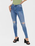 VERO MODA Niebieskie jeansy rurki dziury (XS)