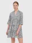 VERO MODA Beżowa luźna sukienka wzór (S)