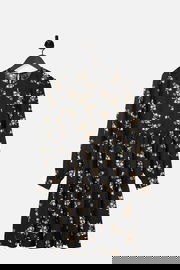 VERO MODA Czarna sukienka długie rękawy wzór (XS)