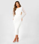 BOOHOO Biała sukienka midi cut out (46)