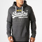 SUPERDRY Grafitowa bluza melanż nadruk (L)