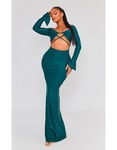 PRETTYLITTLETHING Zielona sukienka maxi (46)