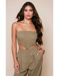 PRETTYLITTLETHING Asymetryczny top khaki (38)