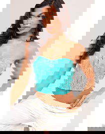 PRETTYLITTLETHING Zdobiony gorsetowy top (44)