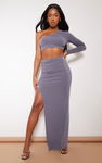 PRETTYLITTLETHING Grafitowy top one shoulder (36)