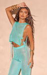 PRETTYLITTLETHING Morski top wiązanie (M)