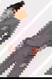 PRETTYLITTLETHING Szara polarowa bluza zamek (L)