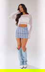 PRETTYLITTLETHING Niebieska spódnica mini (38)