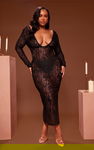 PRETTYLITTLETHING Czarna koronkowa sukienka (40)