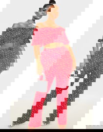 PRETTYLITTLETHING Czerwone spodnie kwiaty (48)