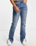 PULL & BEAR Niebieskie jeansy rozcięcia (42)