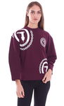 TRU TRUSSARDI Burgundowa luźna bluza nadruk (S)