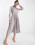 CLOSET LONDON Satynowa plisowana sukienka (38)