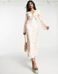 TOPS Wzorzysta satynowa sukienka cut out (40)