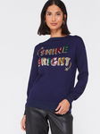 V BY VERY Granatowy sweter cekiny (36)