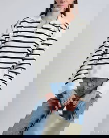 AWARE Luźny sweter ecru paski (M)