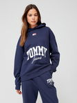 TOMMY JEANS Granatowa luźna bluza logo (XS)