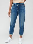 V BY VERY Niebieskie mom jeans guziki (36)