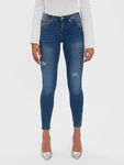 VERO MODA Niebieskie jeansowe rurki dziury (XS)