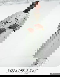 ASO DESIGN Szałwiowy płaszcz oversize pasek (L)