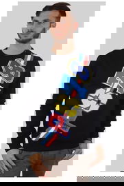 PLEIN SPORT Czarna bluza kolorowy nadruk (S)