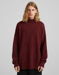 BERSHKA Bordowy dzianinowy sweter (M)