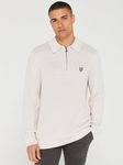 LYLE SCOTT Beżowy sweter logo zamek (M)