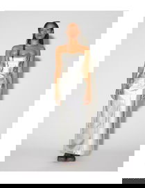 SOMETHING NEW Srebrna spódnica maxi wzór (XS)