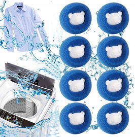 KULE GĄBKI DO PRANIA, SUSZARKI Kula antykłaczki (8 SZT) DO USUWANIA SIERŚCI